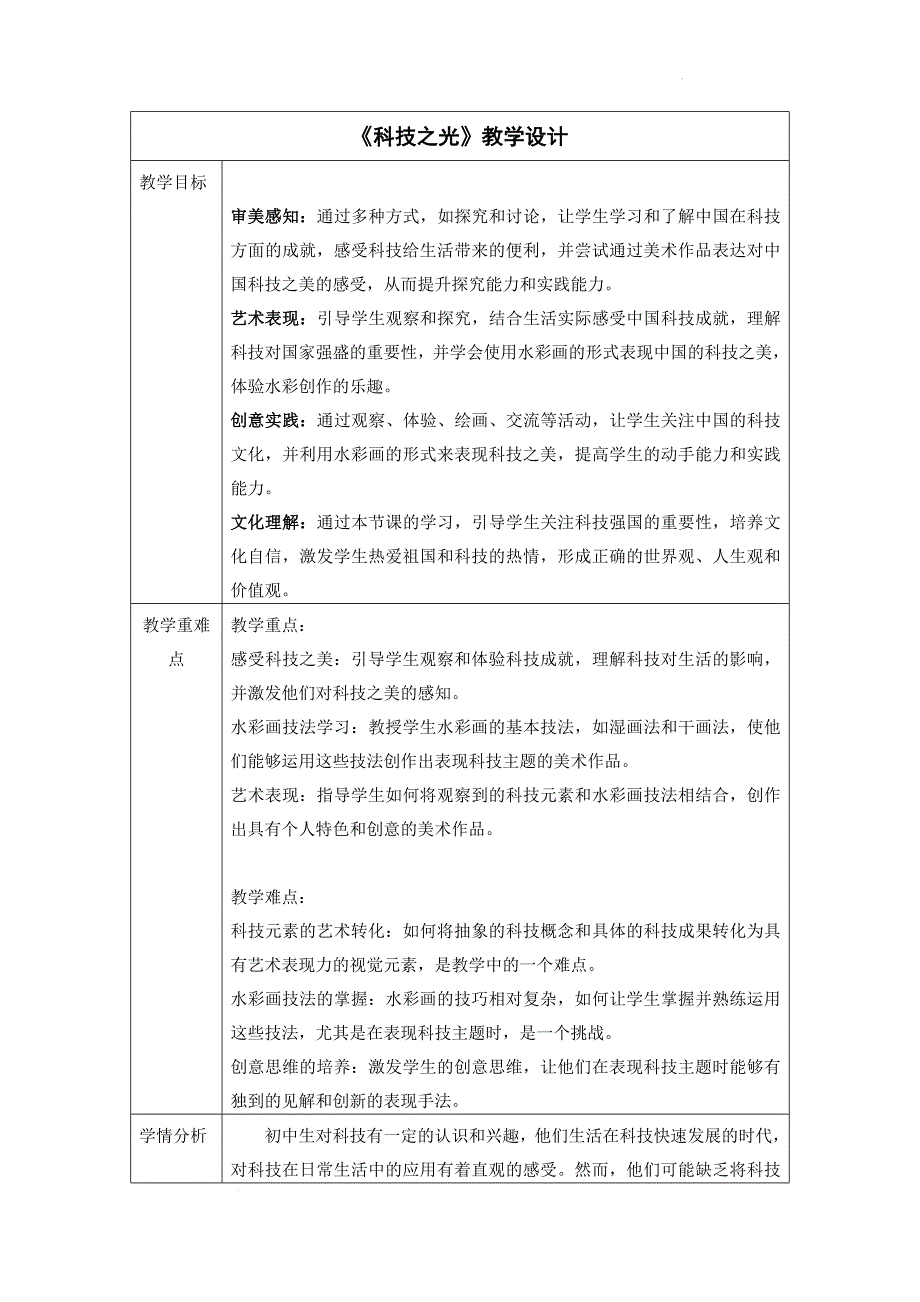 人教版（2024）七年级美术上册第二单元第2课《科技之光》教学设计_第1页