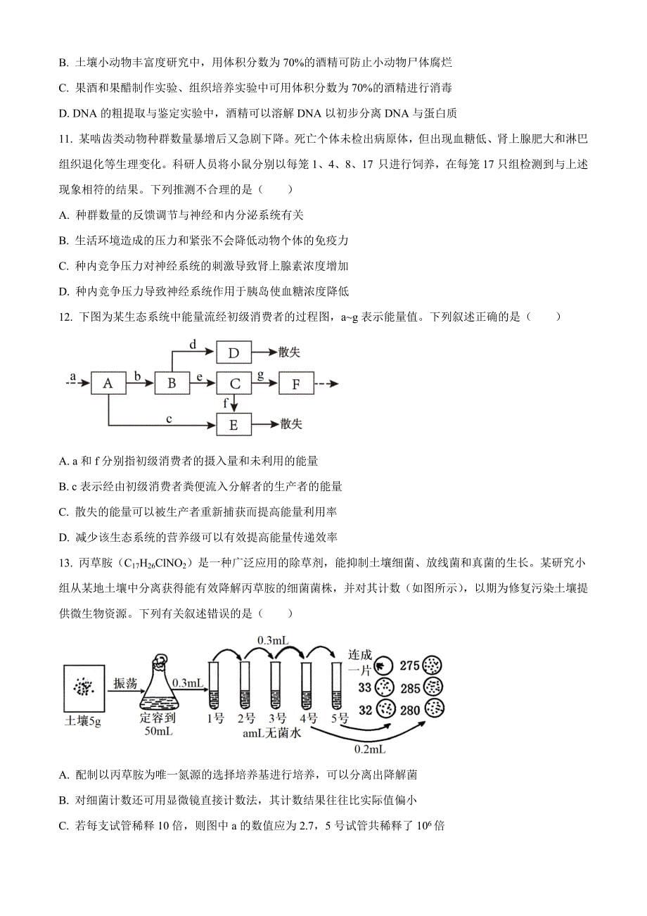 河南省漯河市2023-2024学年高二下学期期质量监测考试+生物试卷（含答案）_第5页