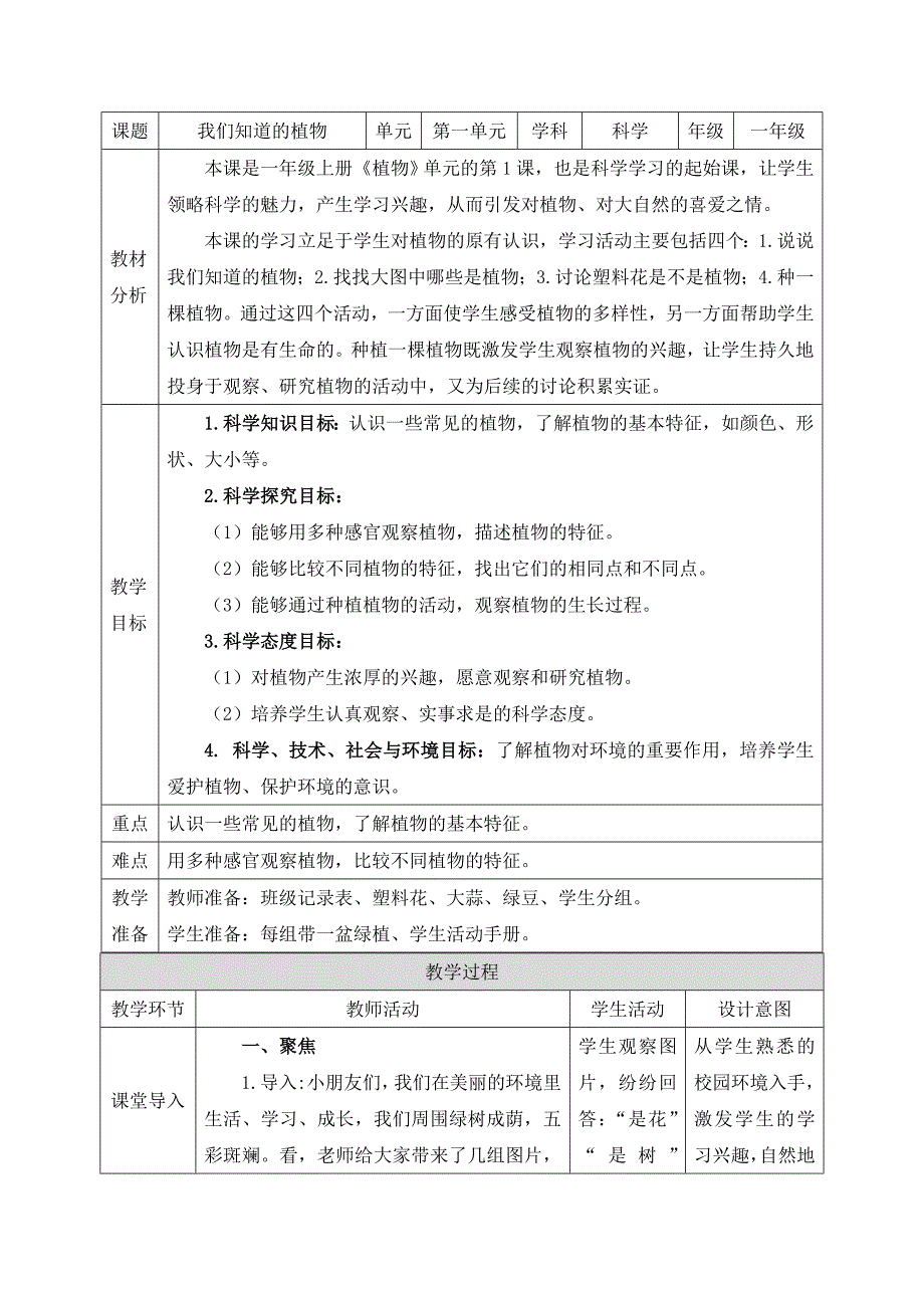 教科版（2024）一年级科学上册全册精品教案汇编（含十五课）_第1页