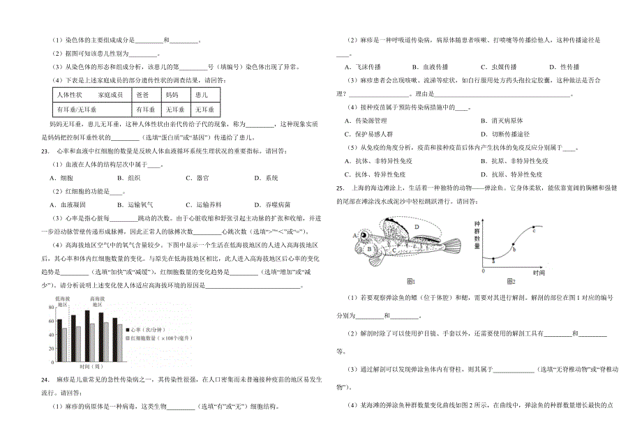 上海市2024年中考生物试卷_第3页
