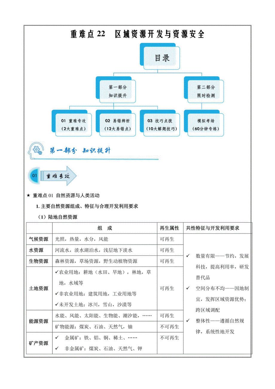 区域资源开发与资源安全-2024年高考地理复习（上海新高考专用解析版）_第1页