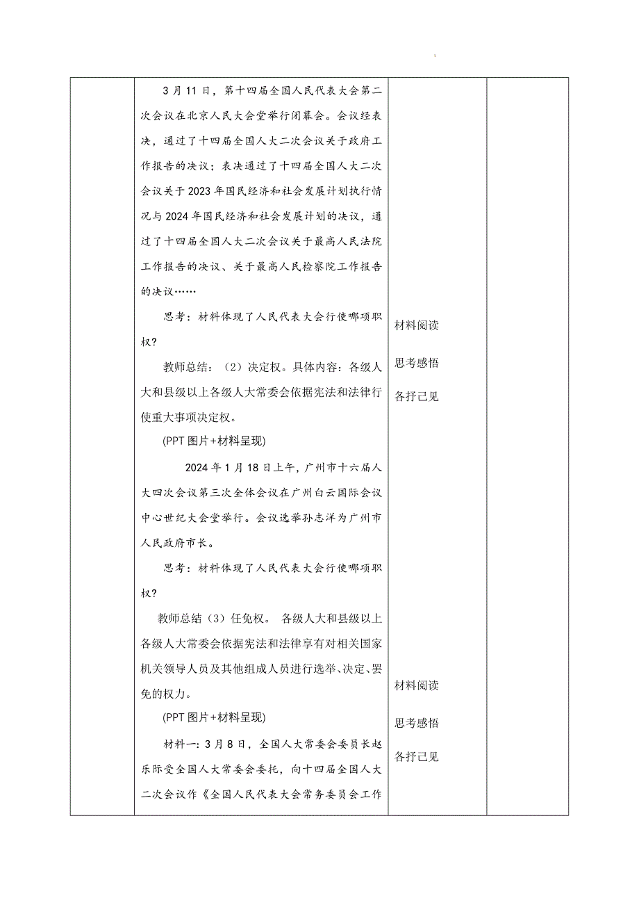 部编版八年级道德与法治下册6.1《国家权力机关》精美教案_第4页