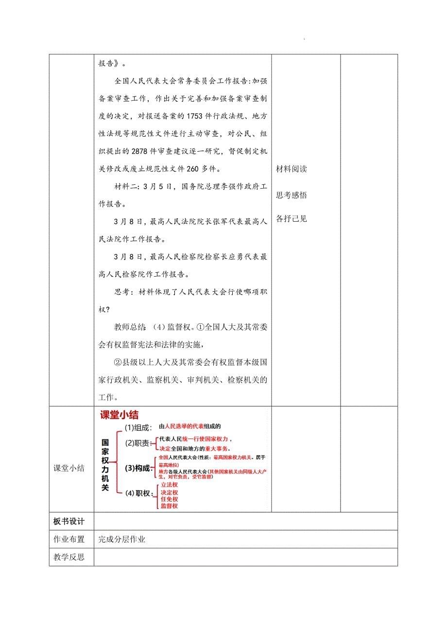 部编版八年级道德与法治下册6.1《国家权力机关》精美教案_第5页