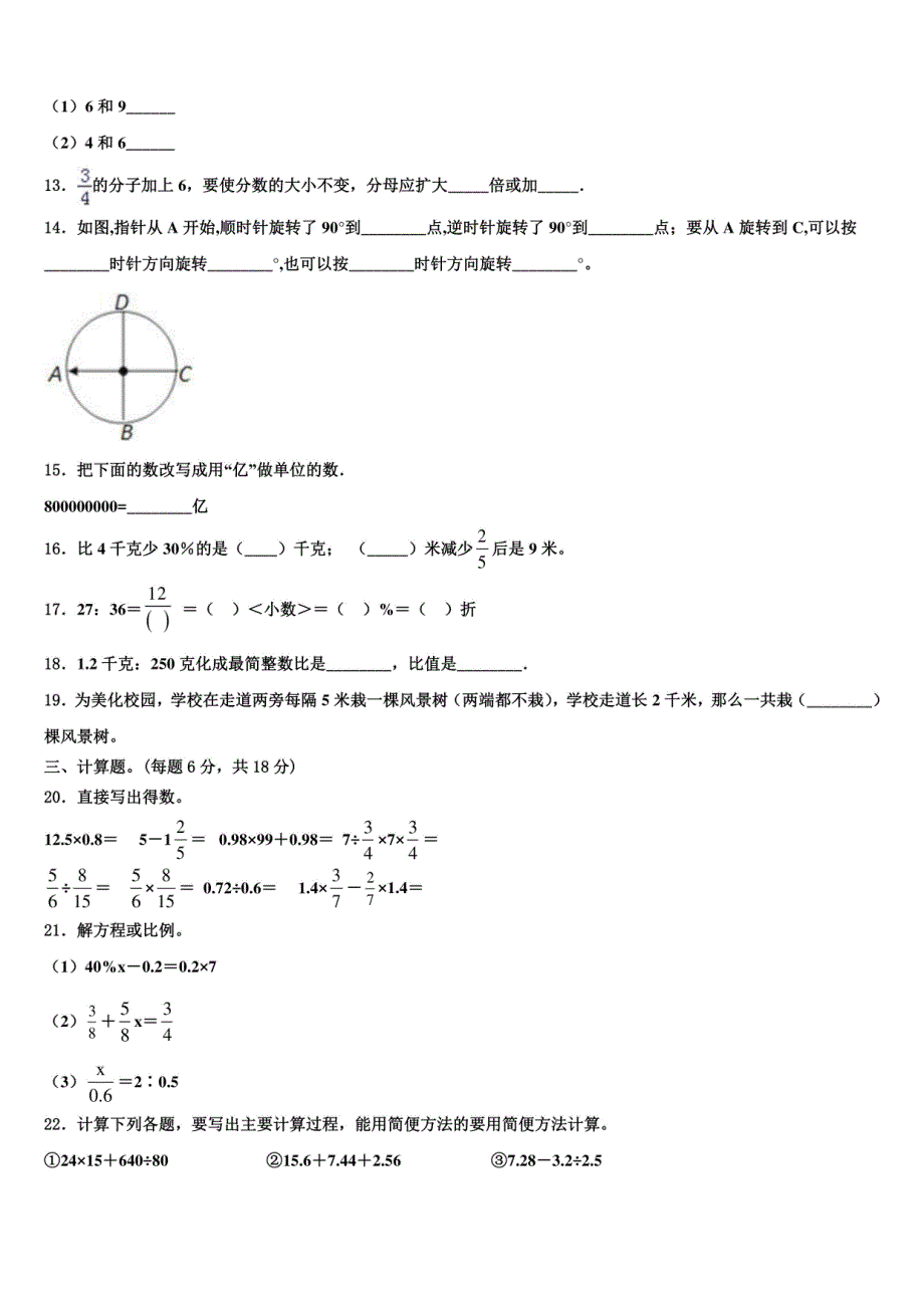 永年县2024年小升初总复习数学精练（含解析）_第2页