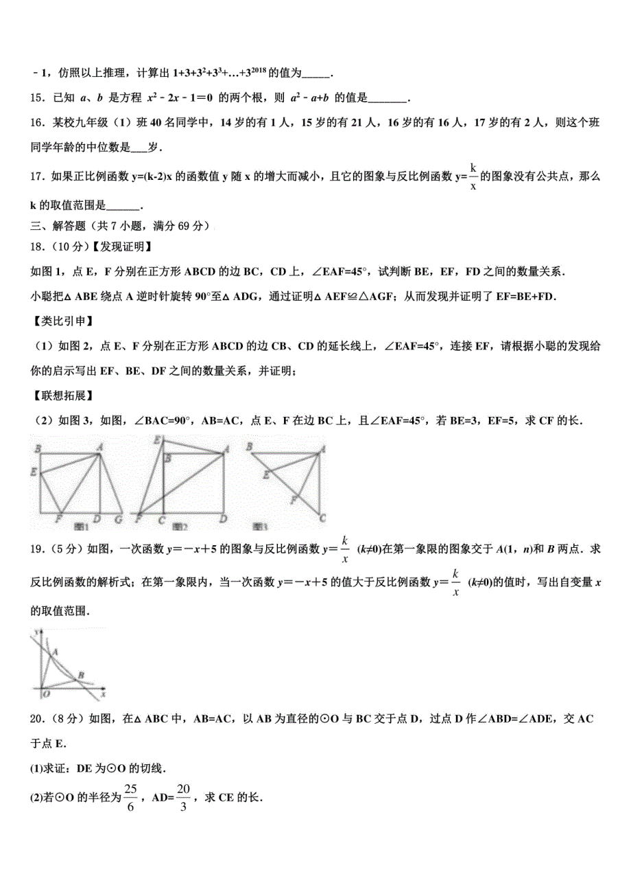 江西某中学2024年中考五模数学试题（含解析）_第3页