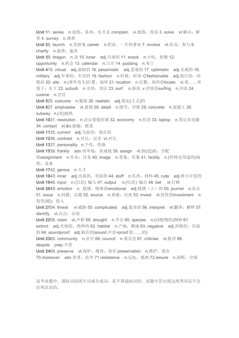 高中英语：72+17个需要掌握的特殊词汇（含词汇练习）_第1页