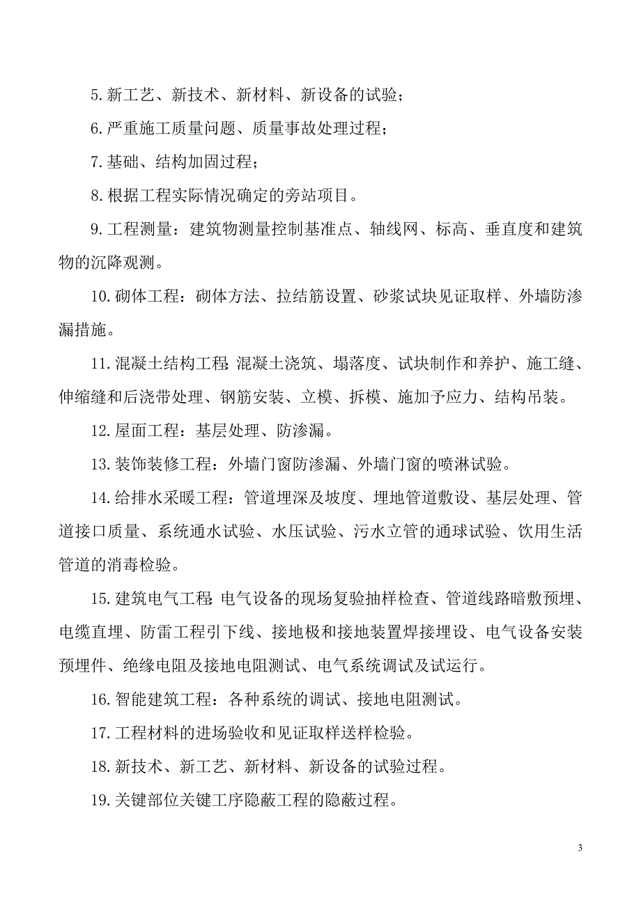 住宅楼工程巡视、旁站监理方案含巡视、旁站控制要点表_第3页