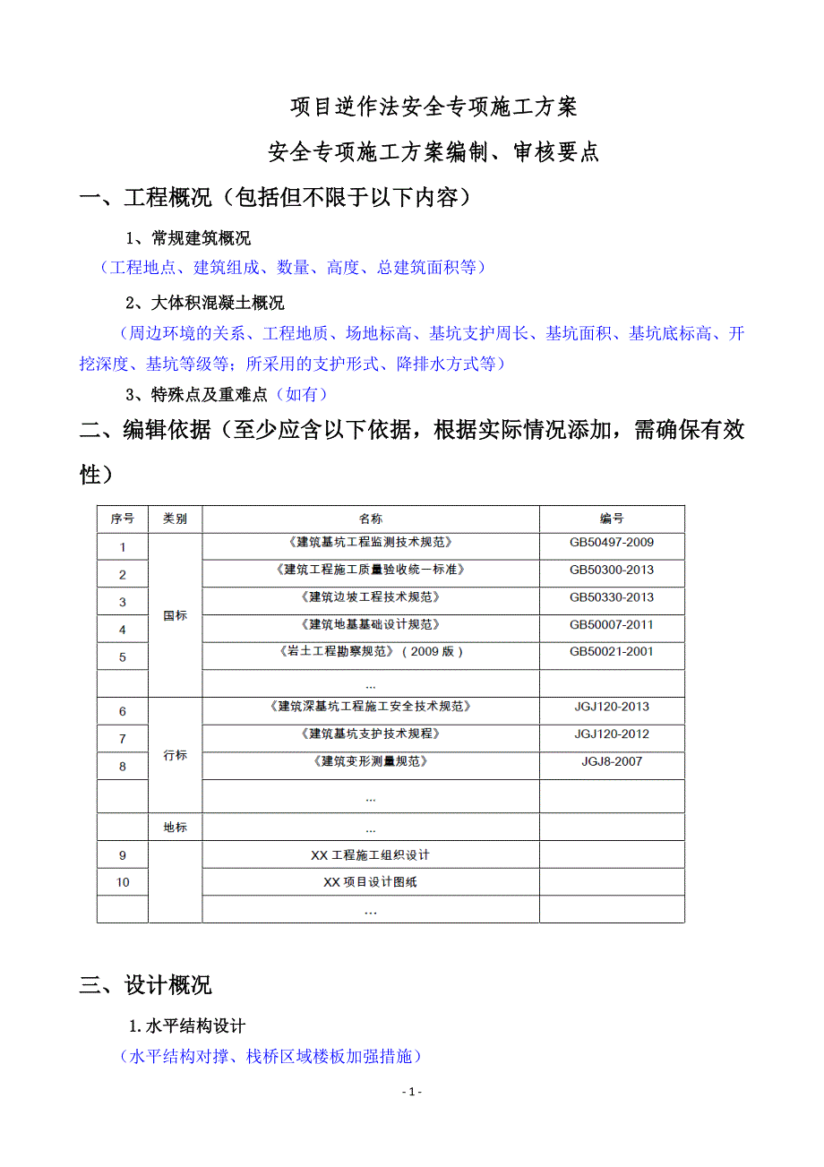 项目逆作法安全专项施工方案安全专项施工方案编制、审核要点_第1页