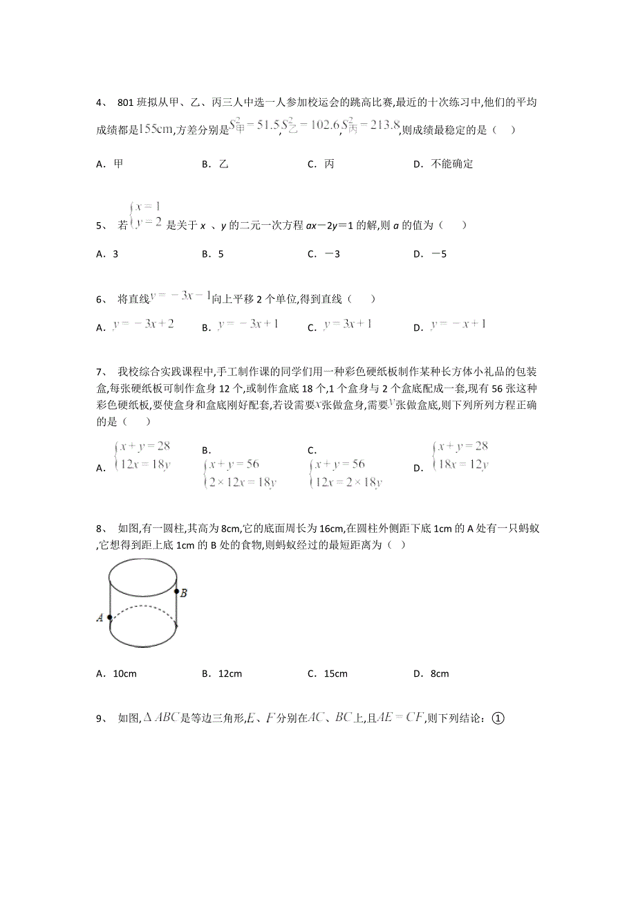 安徽省界首市初中数学八年级期末上册评估经典测试题（详细参考解析)_第2页