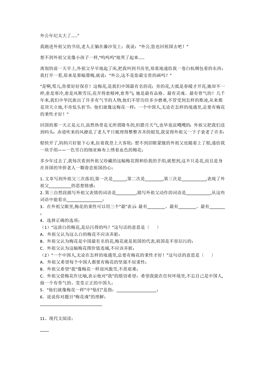 青海省玉树五年级语文期末自测快速提分卷（附答案）详细答案和解析_第4页