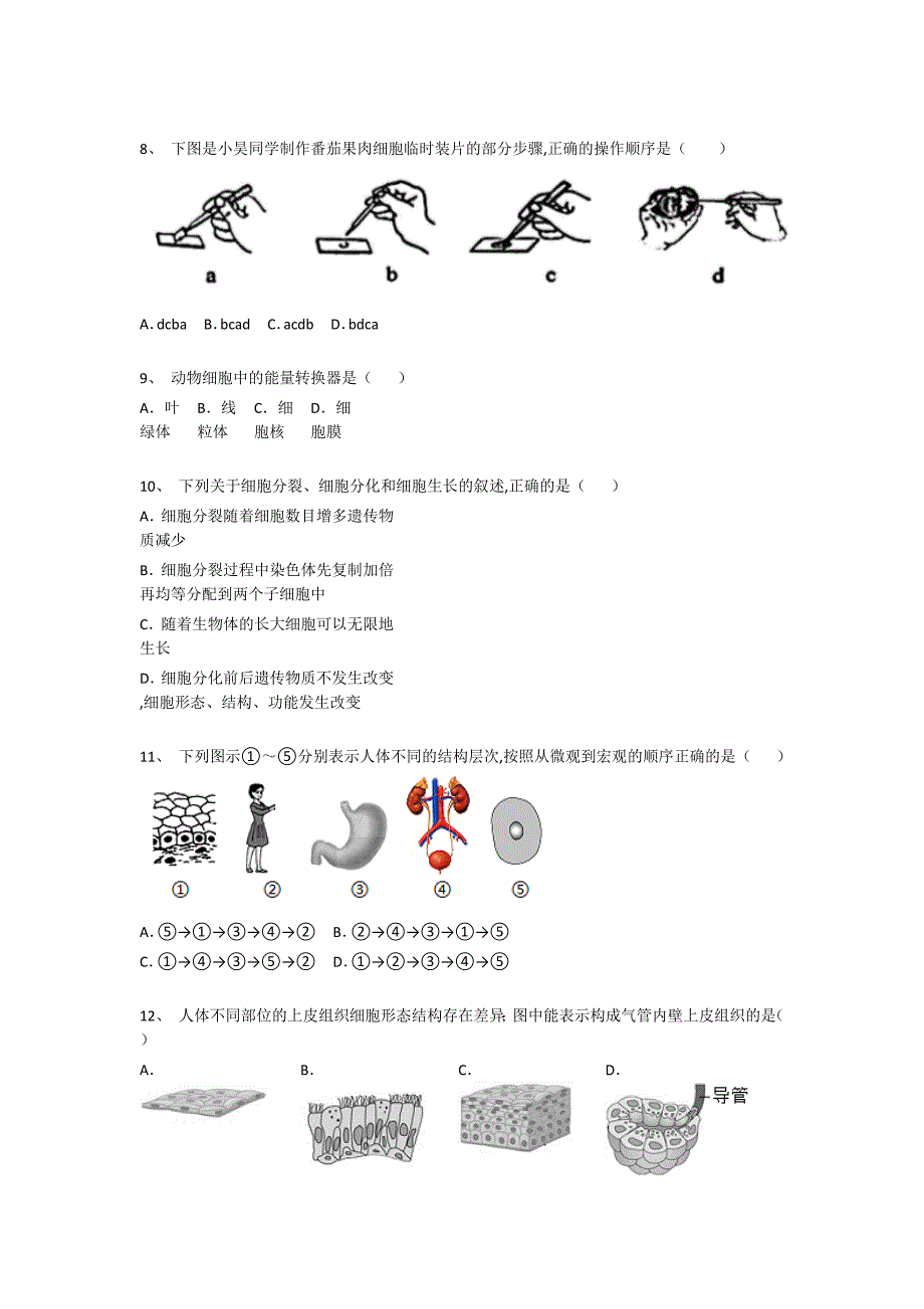 湖南省常宁市初中生物七年级期末上册模考精准押题卷(详细参考解析）_第3页