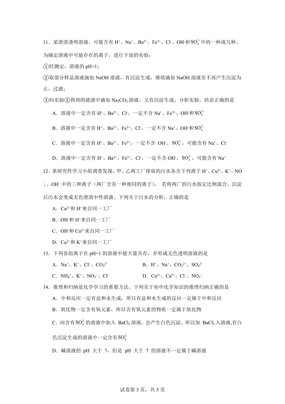 【化 学】常见的酸碱盐巩固练习-2024-2025学年九年级化学人教版（2024）下册_第3页