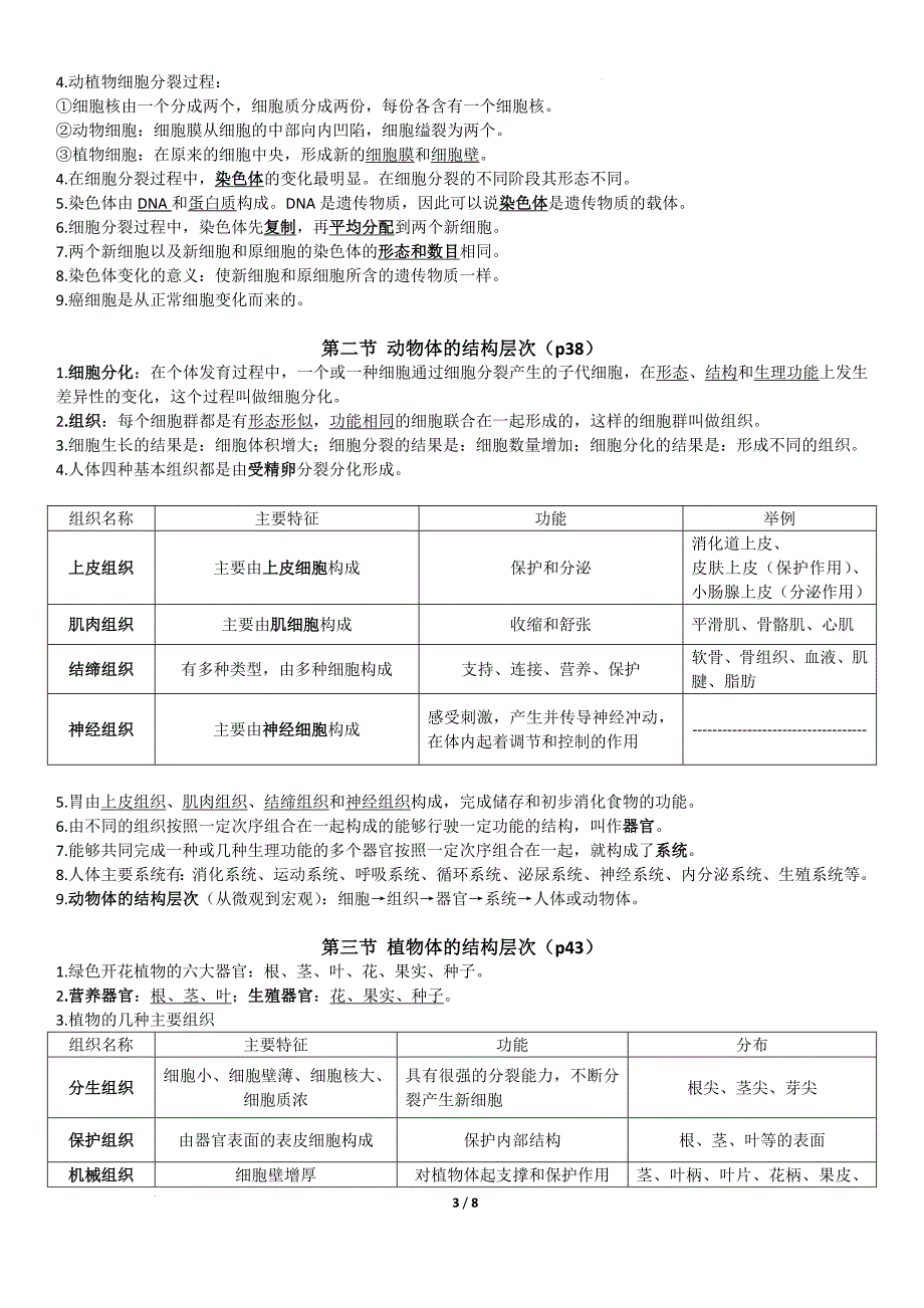 【生 物】2024-2025学年人教版生物七年级上学期期末知识点汇总_第3页