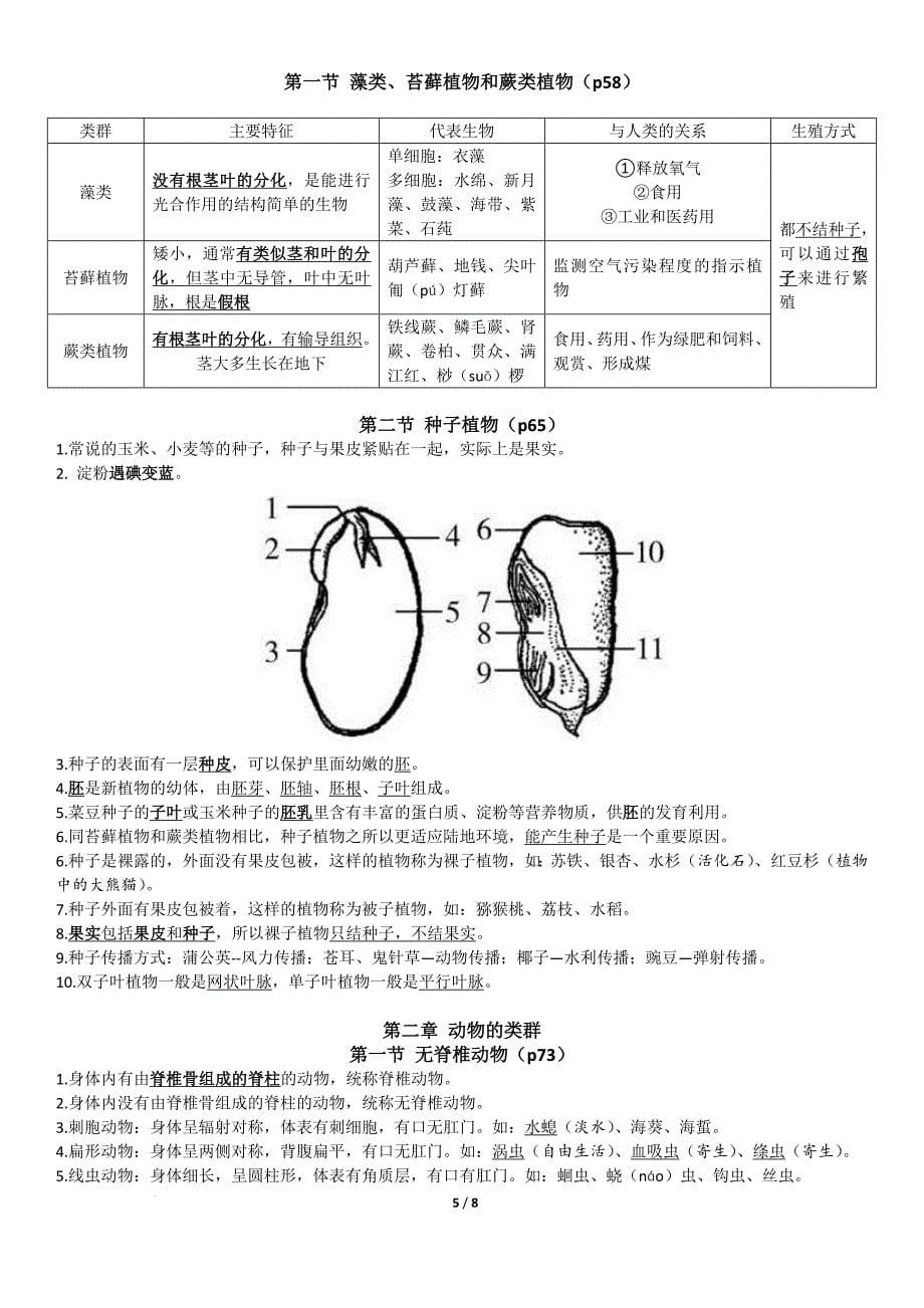 【生 物】2024-2025学年人教版生物七年级上学期期末知识点汇总_第5页