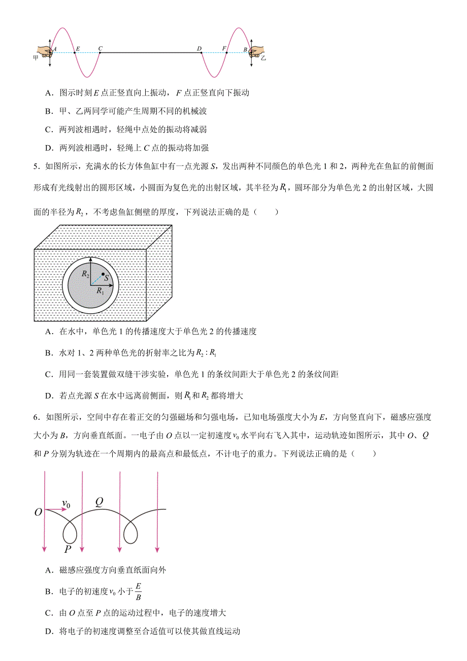 广东省汕尾市城区汕尾中学2024-2025学年高三上学期期末考试（第五次月考）物理试题_第2页