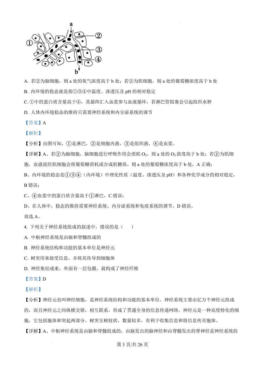 天津市河西区2024-2025学年高二上学期期中生物（解析版）_第3页