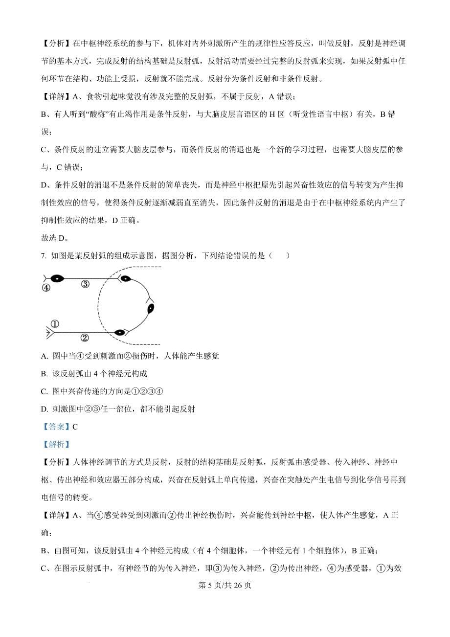 天津市河西区2024-2025学年高二上学期期中生物（解析版）_第5页