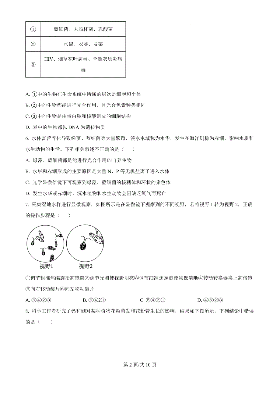 天津市和平区第二十一中学2024-2025学年高一上学期11月期中生物（原卷版）_第2页