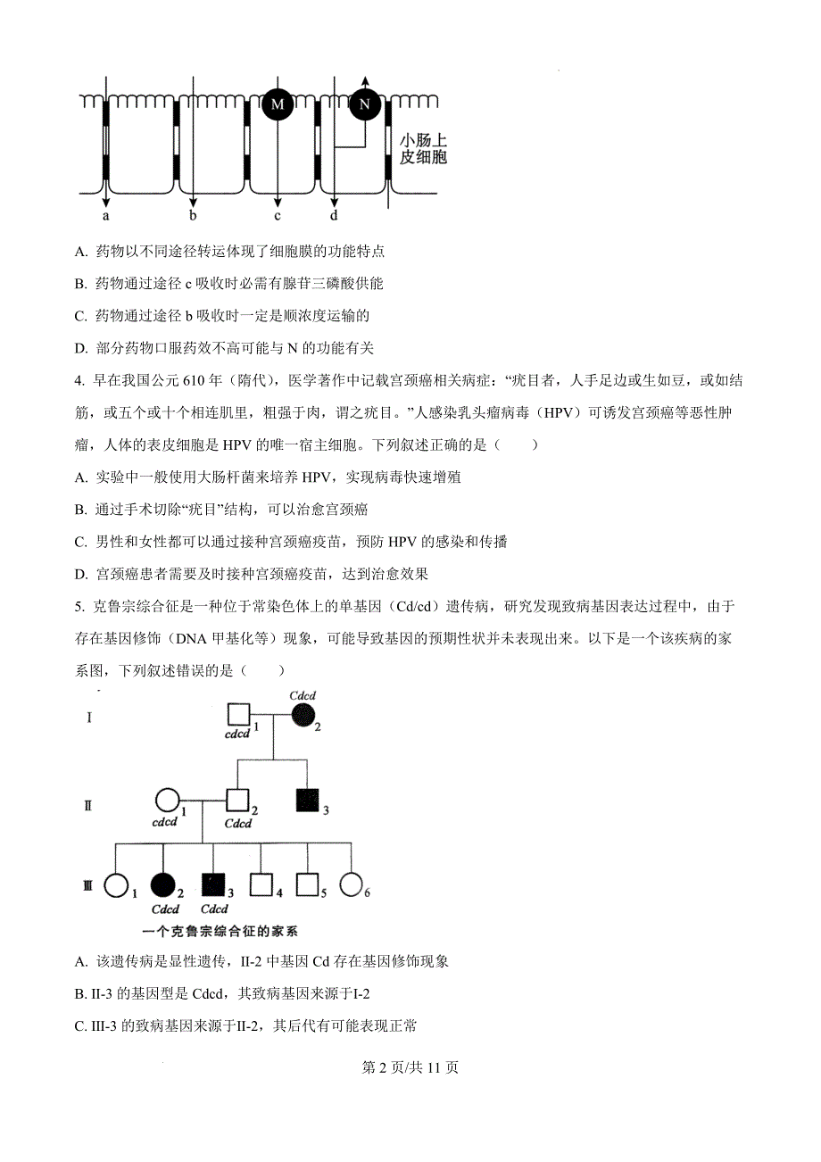 2025届广东省惠州市高考二模生物（原卷版）_第2页