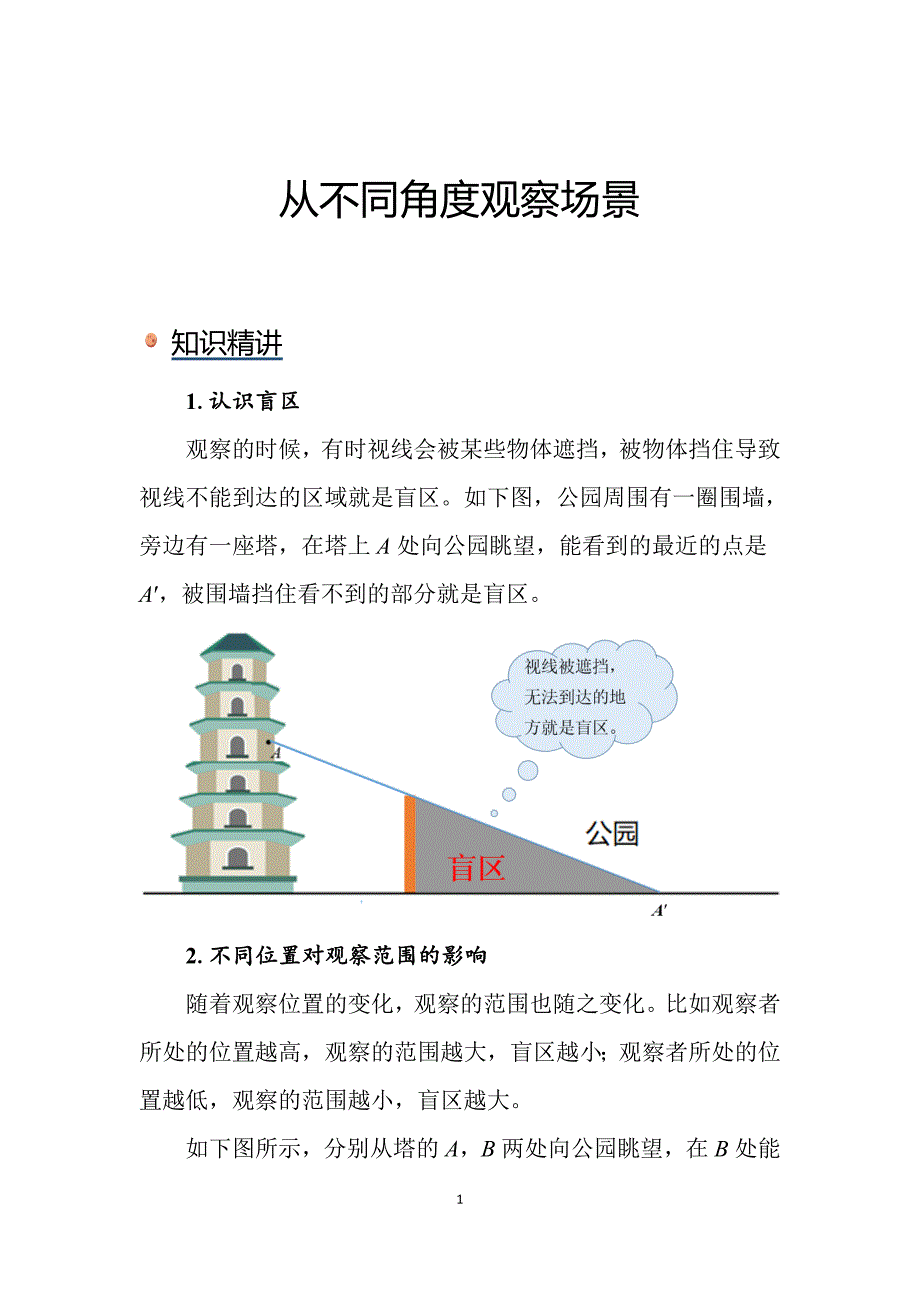 2025小学数学知识讲解：从不同角度观察场景_第1页