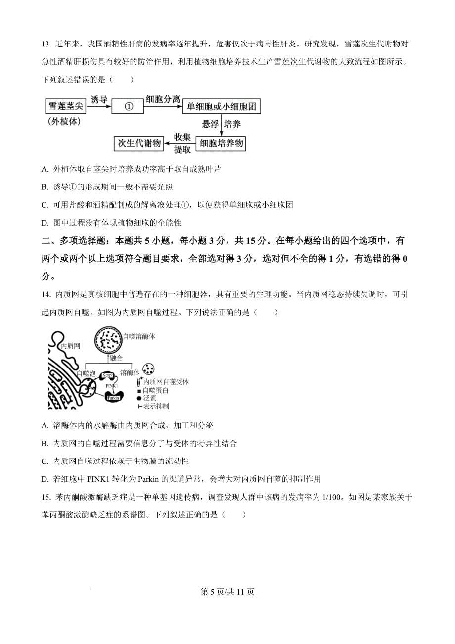 2024届河北省部分高中二模生物（原卷版）_第5页