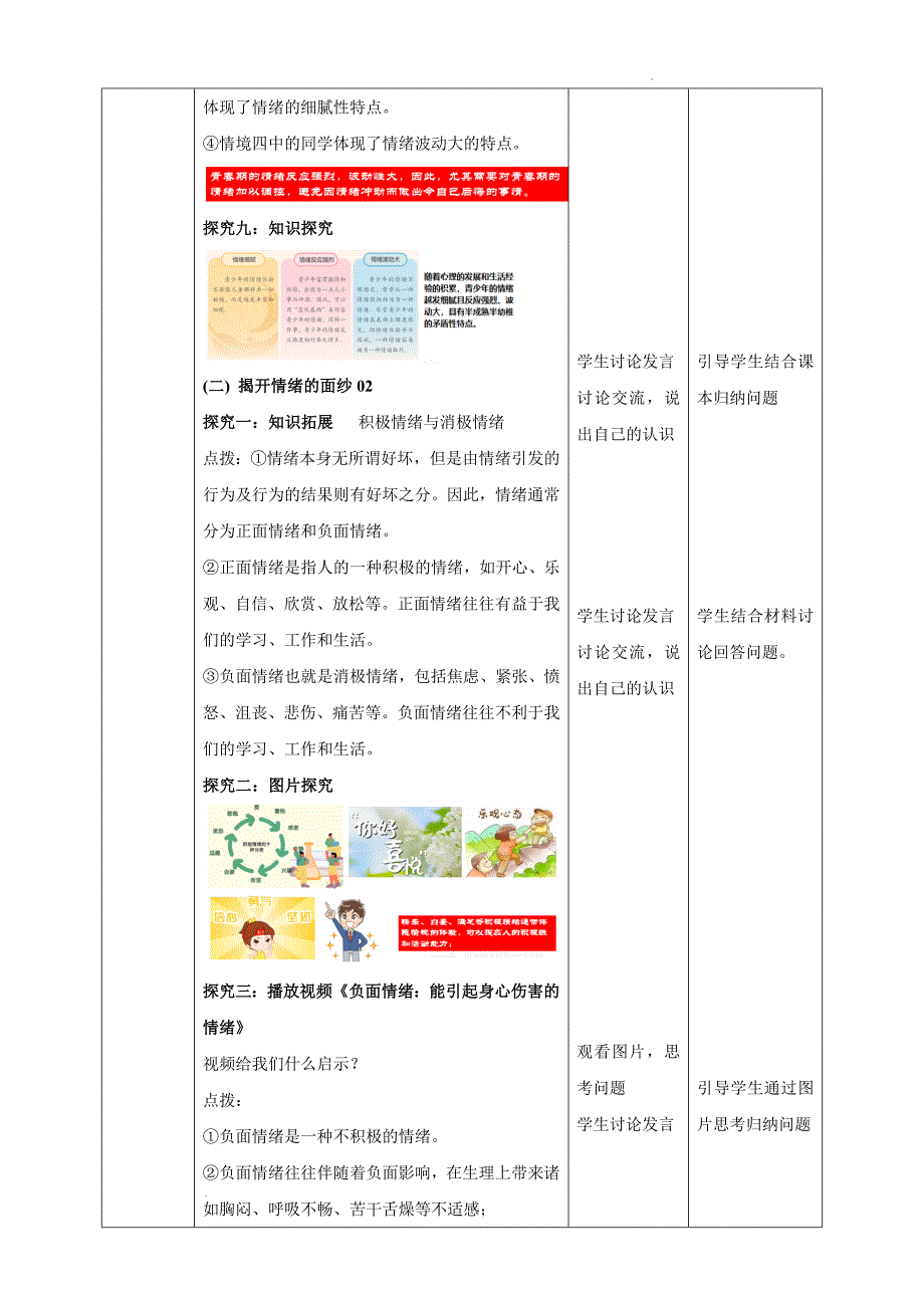 【渞法】揭开情绪的面纱教学设计 2024-2025学年统编版道德与法治七年级下册_第4页