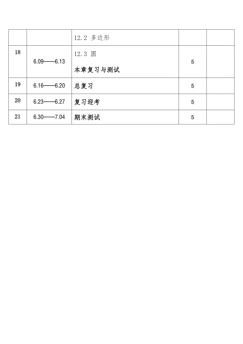 2025年春学期青岛版初中数学七年级下册教学进度表_第3页