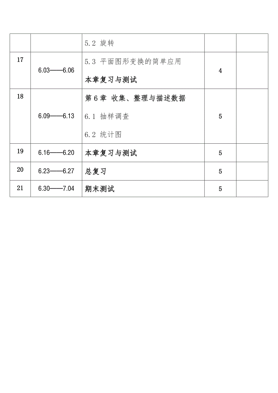 2025年春学期湘教版初中数学七年级下册教学进度表_第3页