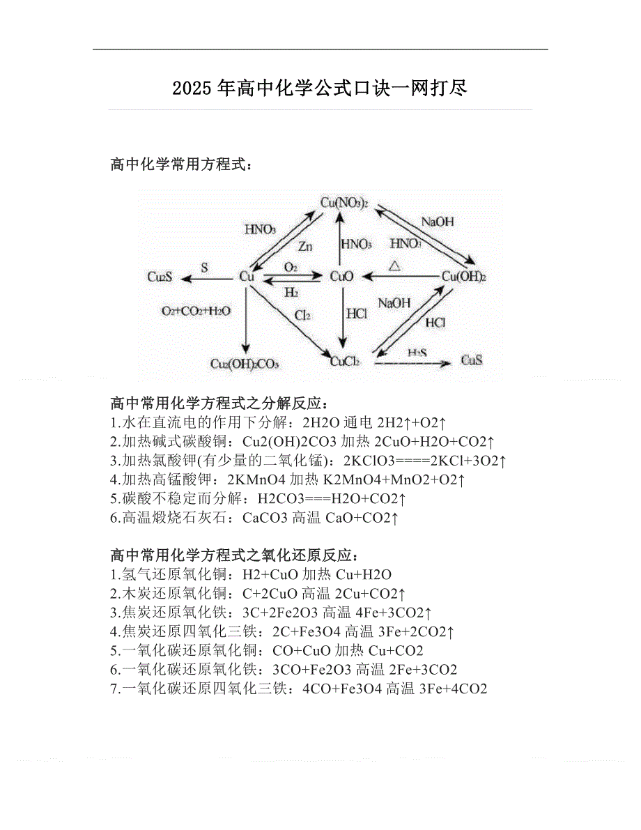 2025年高中化学公式口诀一网打尽_第1页