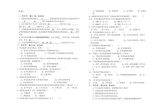 二手车评估试卷习题及答案