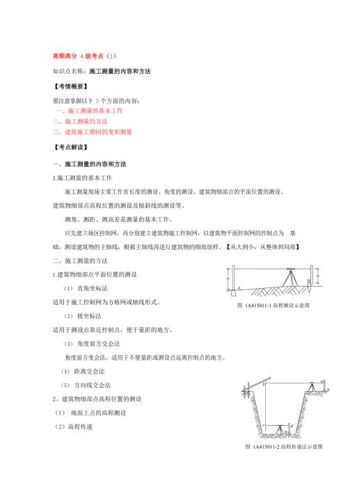 一建建造师建筑实务高频考点总结