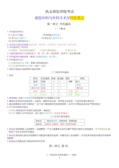 执业兽医资格考试：兽医外科与外科手术学四色笔记