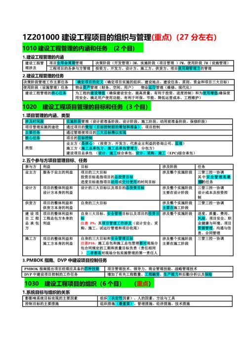 一级建造师《项目管理》通关总结