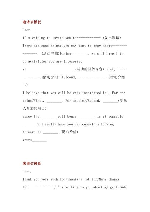 高中英语作文15套万能模板总结