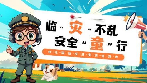 蓝色卡通风临灾不乱安全童行