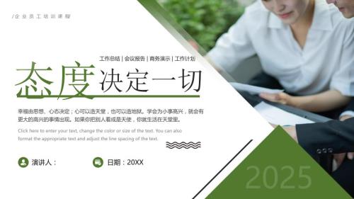 绿色清新商务态度决定一切