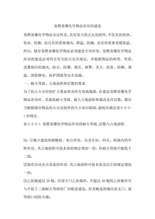 易燃易爆化学物品库房的建造