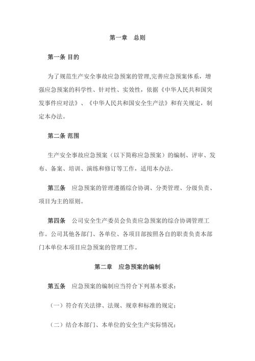 某公司生产安全事故应急预案管理办法