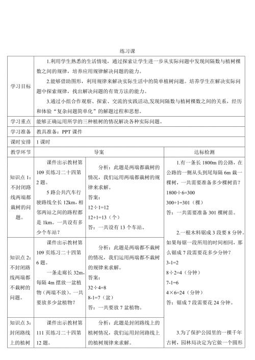 人教版小学五年级上册数学 第7单元 练习课 导学案